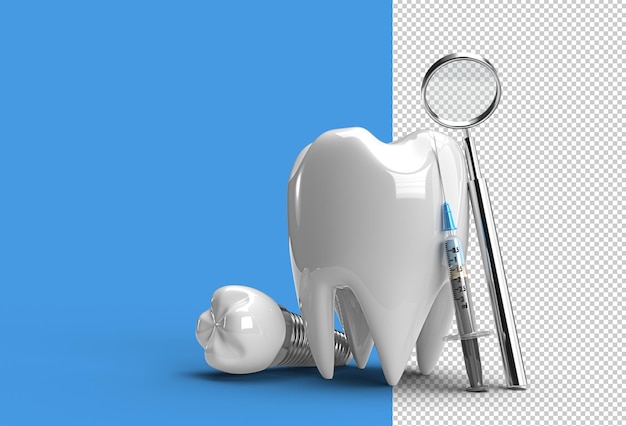 Conceito de cirurgia de implantes dentários renderização 3d arquivo psd transparente