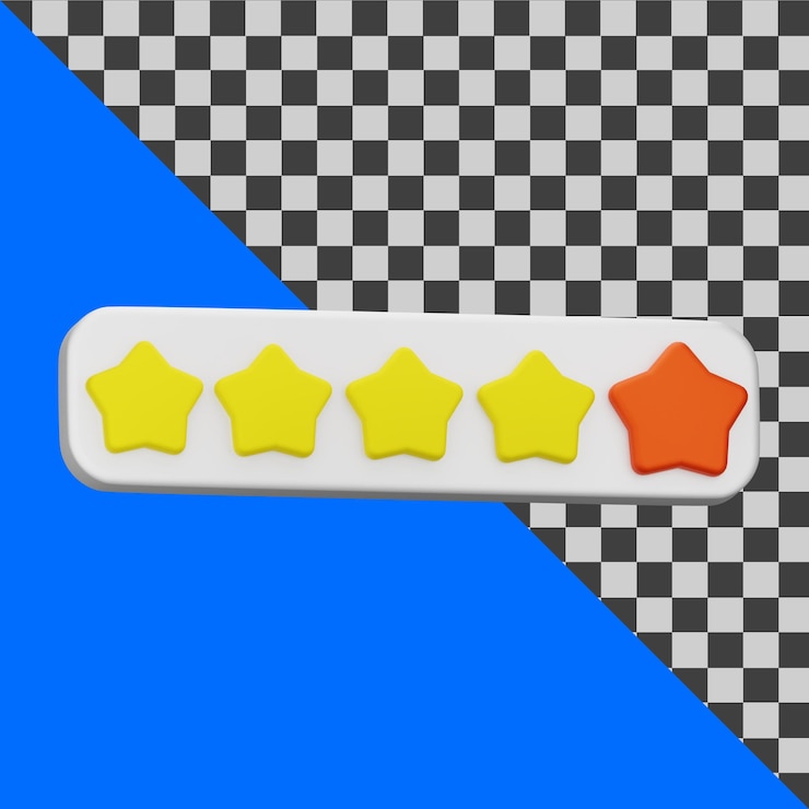 PSD conceito de classificação de 5 estrelas ícone isolado renderização 3d 1