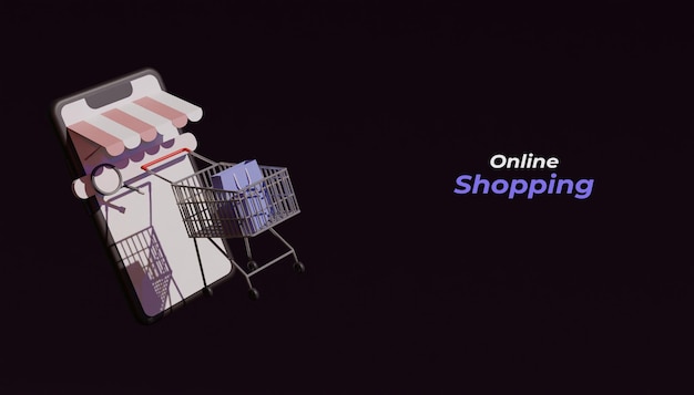 PSD conceito de compras online 3d render