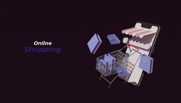 Conceito de compras online 3D render