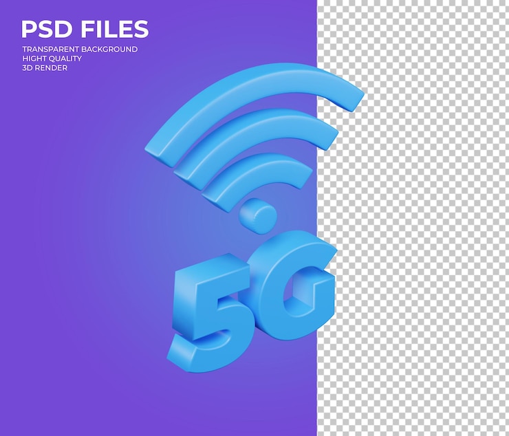 PSD conceito de conexão de dados de alta velocidade celular de telecomunicações móveis 3d render ilustração 5g