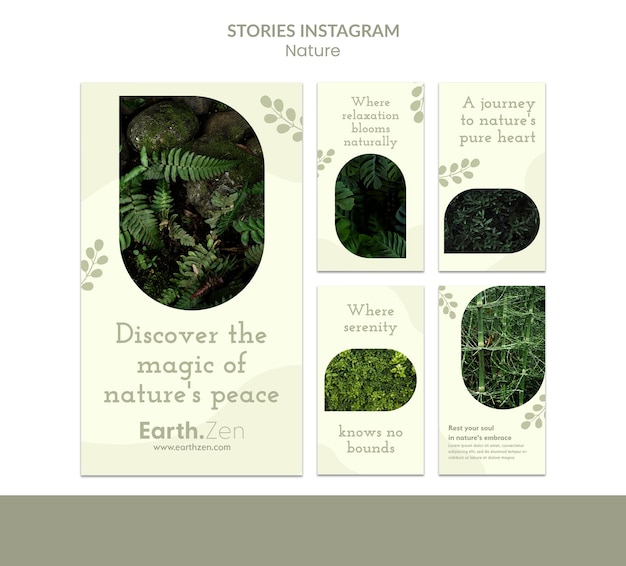 PSD conceito de design plano natureza histórias instagram