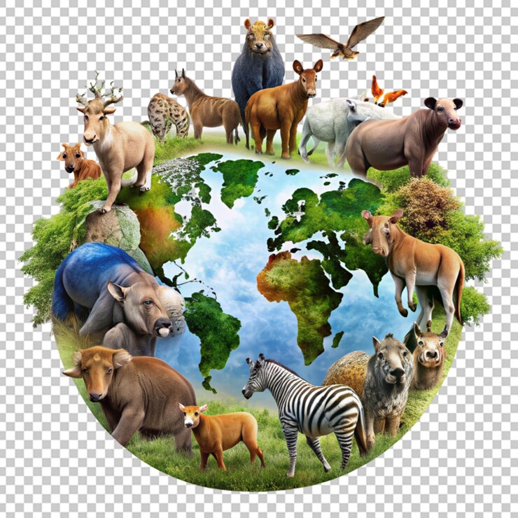 PSD conceito de dia da terra com fundo de vida selvagem dia mundial dos animais