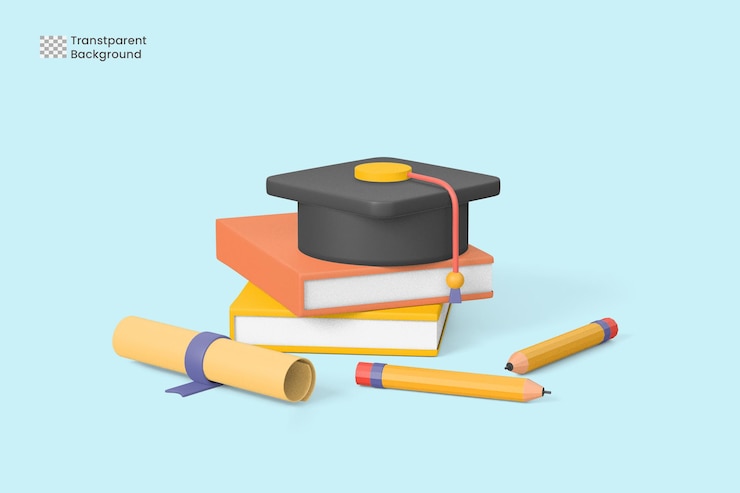 PSD conceito de educação conceito de estudo diligente para o futuro do sucesso educacional com um chapéu de formatura
