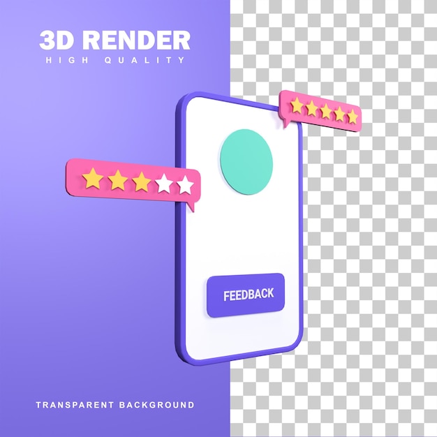 PSD conceito de feedback de renderização 3d por estrelado por the shop.