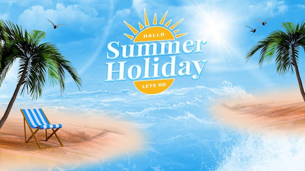 Conceito de férias de verão itens de viagem de fundo na praia