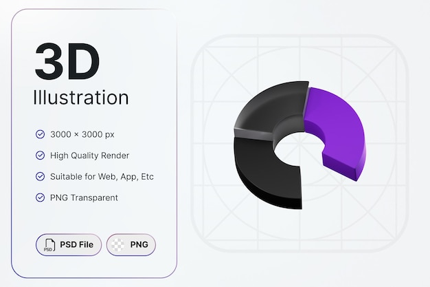 PSD conceito de gráfico de pizza de renderização 3d design moderno