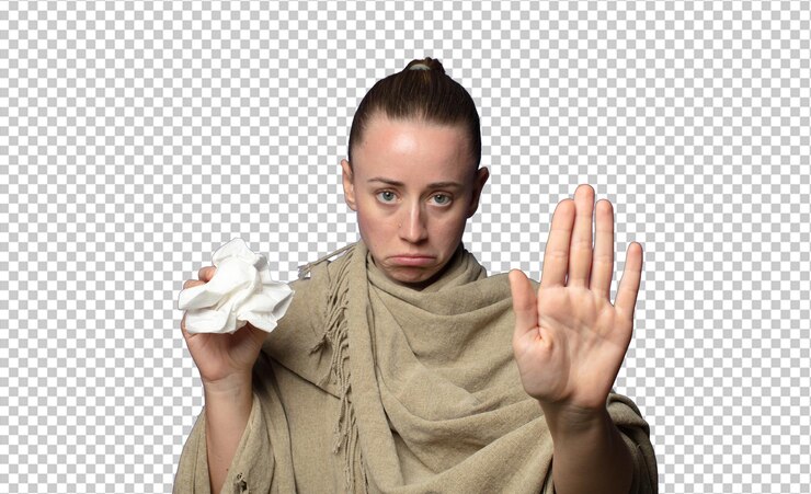 PSD conceito de gripe de jovem loira e bonita