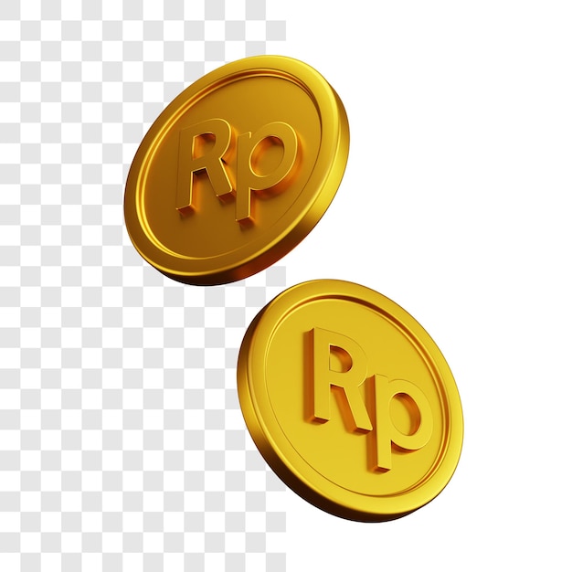 Conceito de ilustração 3D de duas moedas de ouro rupias