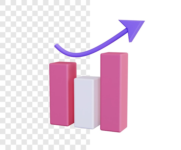 conceito de ilustração 3D de gráfico de barras em estilo simples