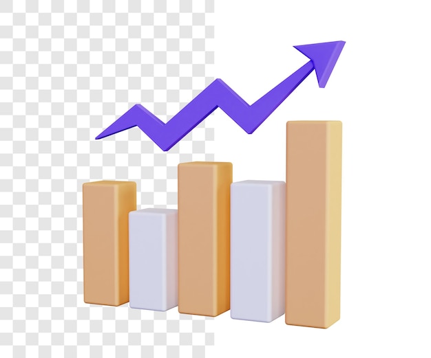PSD conceito de ilustração 3d de gráfico de barras
