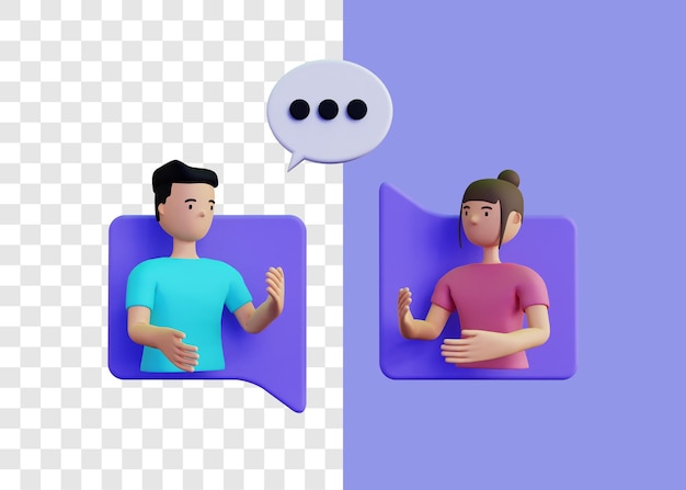 PSD conceito de ilustração 3d para conversas