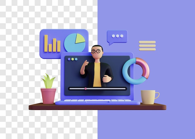 PSD conceito de ilustração 3d para webinar