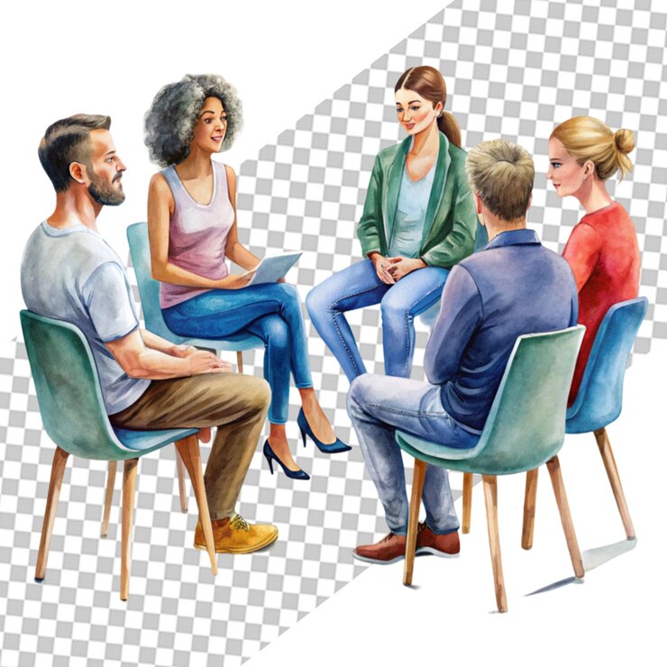 PSD conceito de ilustração de terapia de grupo