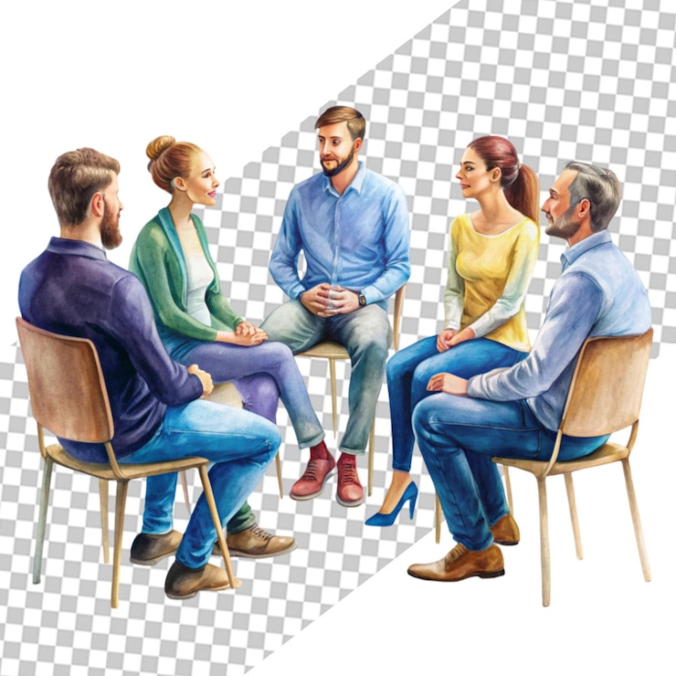PSD conceito de ilustração de terapia de grupo