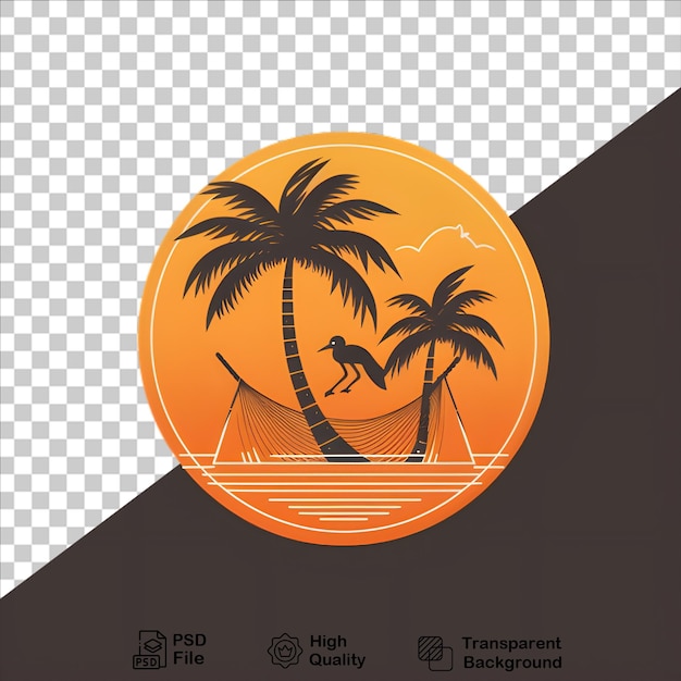 Conceito de ilustração de verão de praia de palmeiras em fundo transparente inclui imagem