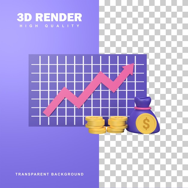 Conceito de investimento de renderização 3D com oportunidade de lucro.