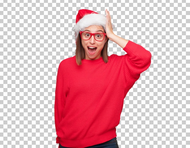 Conceito de natal jovem mulher bonita. fundo editável