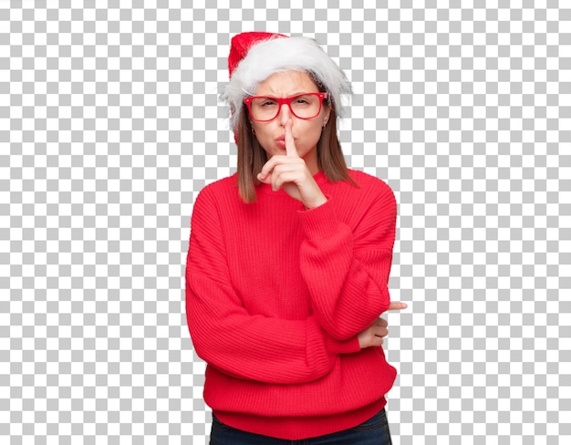 Conceito de natal jovem mulher bonita. fundo editável