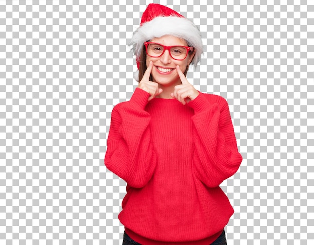 Conceito de natal jovem mulher bonita. fundo editável