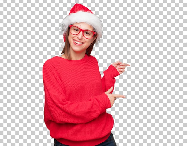 Conceito de natal jovem mulher bonita. fundo editável