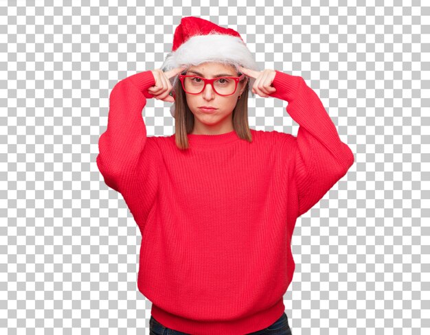 Conceito de natal jovem mulher bonita. fundo editável