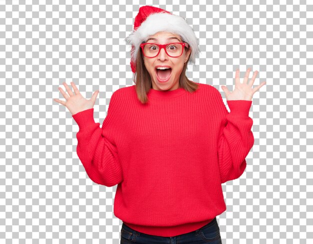 Conceito de natal jovem mulher bonita. fundo editável