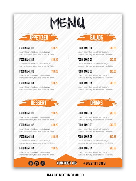 Conceito de projeto de modelo de cardápio de alimentos