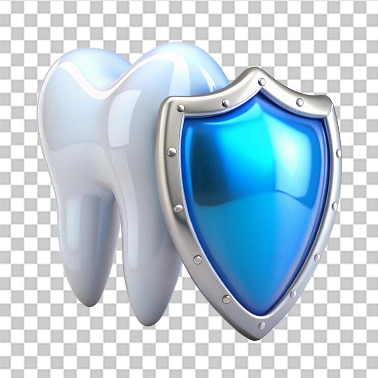 PSD conceito de proteção dentária com renderização 3d de escudo isolada em fundo transparente