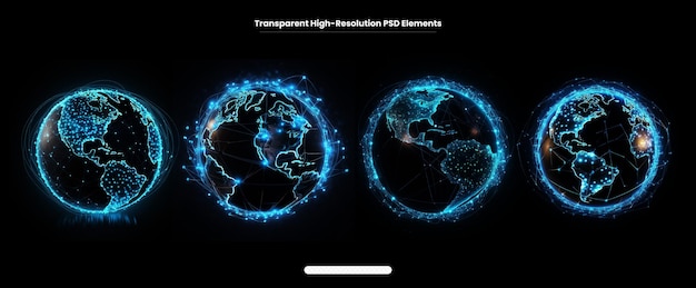 PSD conceito de rede global ponto de mapa mundial rede global conjunto do planeta terra