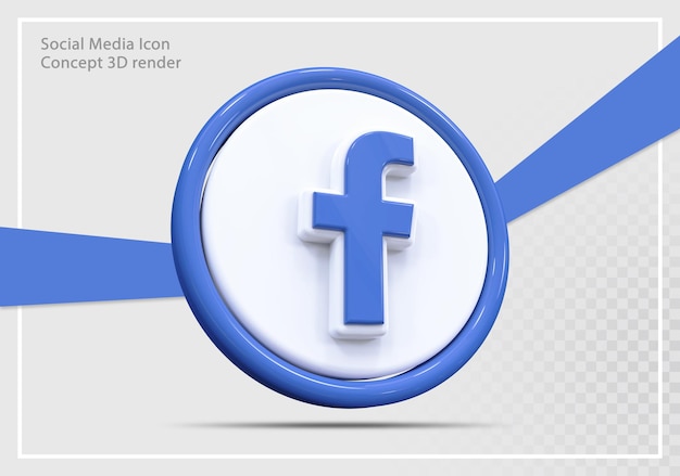 Conceito de renderização 3d do ícone de mídia social do facebook