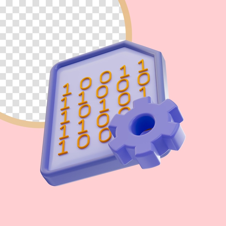 PSD conceito de renderização 3d ícone de configuração binária para o cérebro de rede de sites de programas de aplicativos