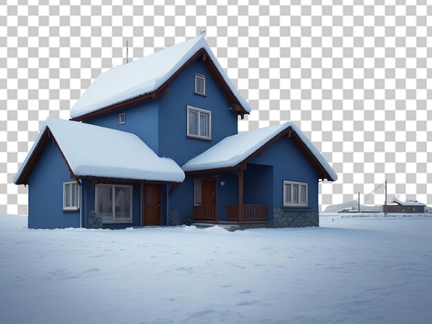 Conceito de segunda-feira azul com pequena casa na neve