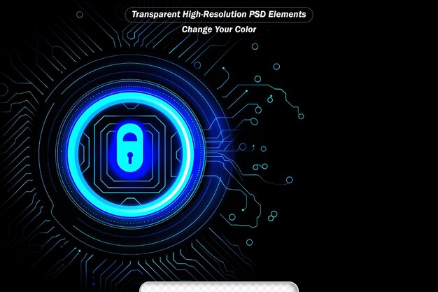 PSD conceito de segurança tranco fechado em fundo digital