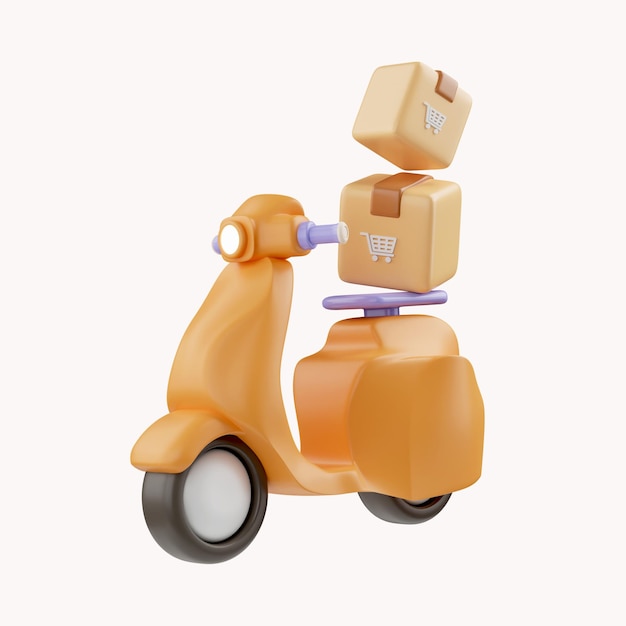 Conceito de serviço de scooter de entrega expressa on-line 3D entrega de resposta rápida por correio de scooter Pickup Delivery Serviços de remessa on-line ilustração 3d