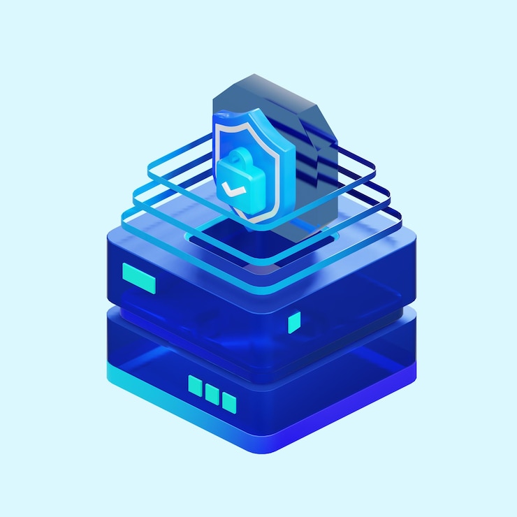 PSD conceito de tecnologia de segurança cibernética renderização 3d