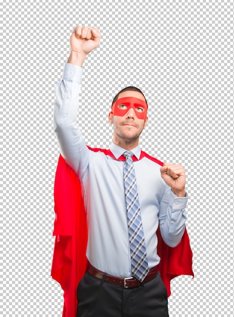Conceito de um empresário super orgulhoso voando