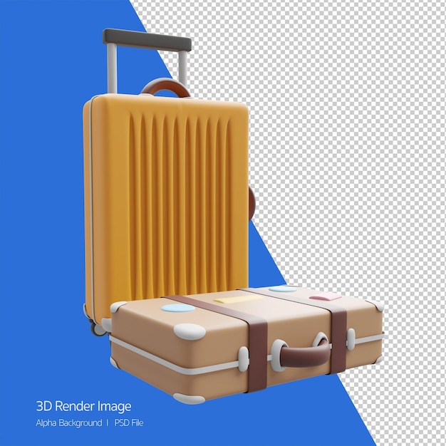 Conceito de viagem3D ilustração de renderização de bagagem