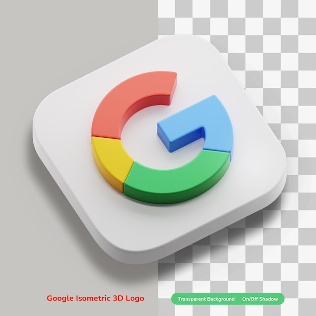 PSD conceito do logotipo do ícone 3d da conta do google app no quadrado do canto arredondado em isométrico