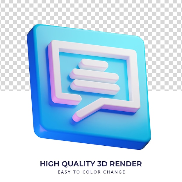 Conceito isolado de renderização 3d de ícone de mensagem de alta qualidade
