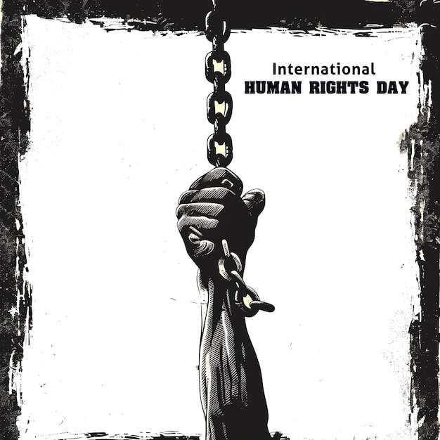 Conceito plano desenhado à mão do Dia Internacional dos Direitos Humanos