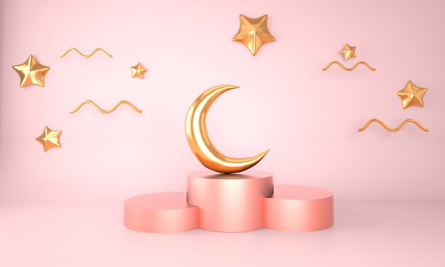 Conceito ramadan kareem em renderização 3d