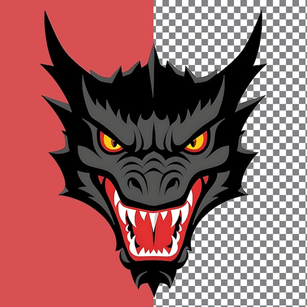Conceitos de design de camisetas PSD Cara de dragão em fundo transparente