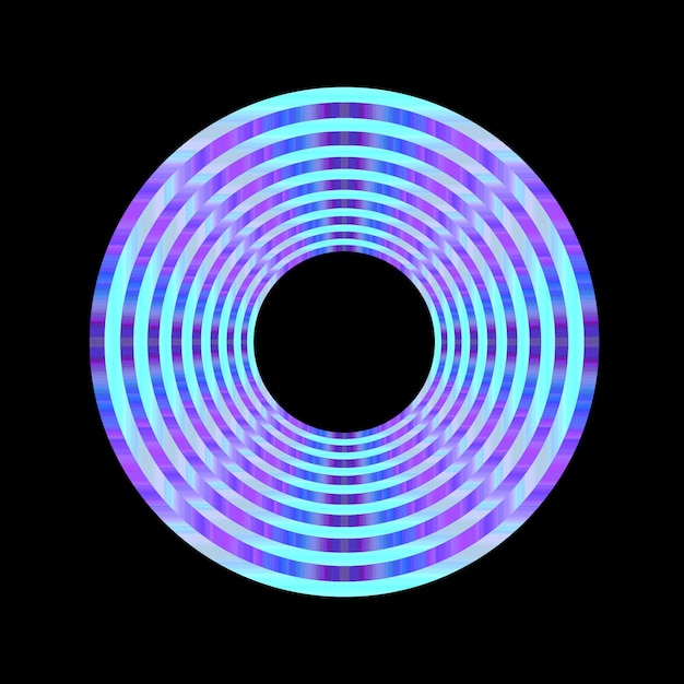 Concentric Neon Rings in a Gradient of Blue and Purple