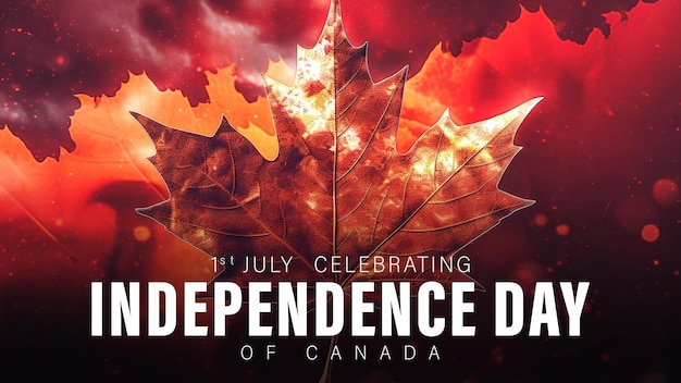 PSD concept d'affiche de la fête de l'indépendance du canada heureux avec feuille d'érable