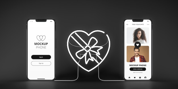 PSD concept d'application de rencontres avec maquette de smartphone