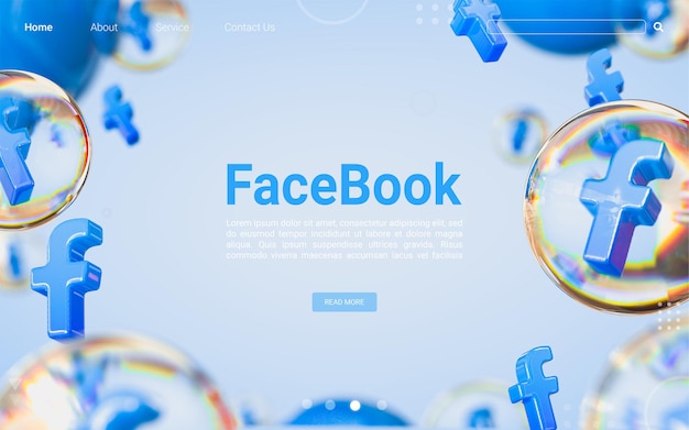 Concept d'arrière-plan publicitaire emblématique de l'espace vide de facebook pour le rendu 3d de l'affiche de la bannière du site web