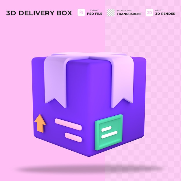Concept de boîte de livraison en symbole de signe d'icône 3D