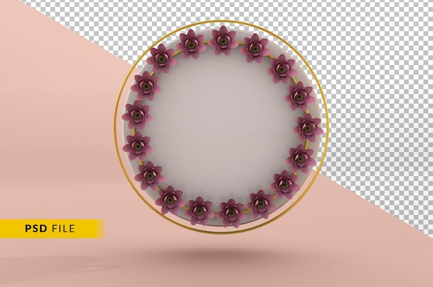 Concept De Cercle De Bannière De Printemps 3d Avec Rendu 3d De Fleurs