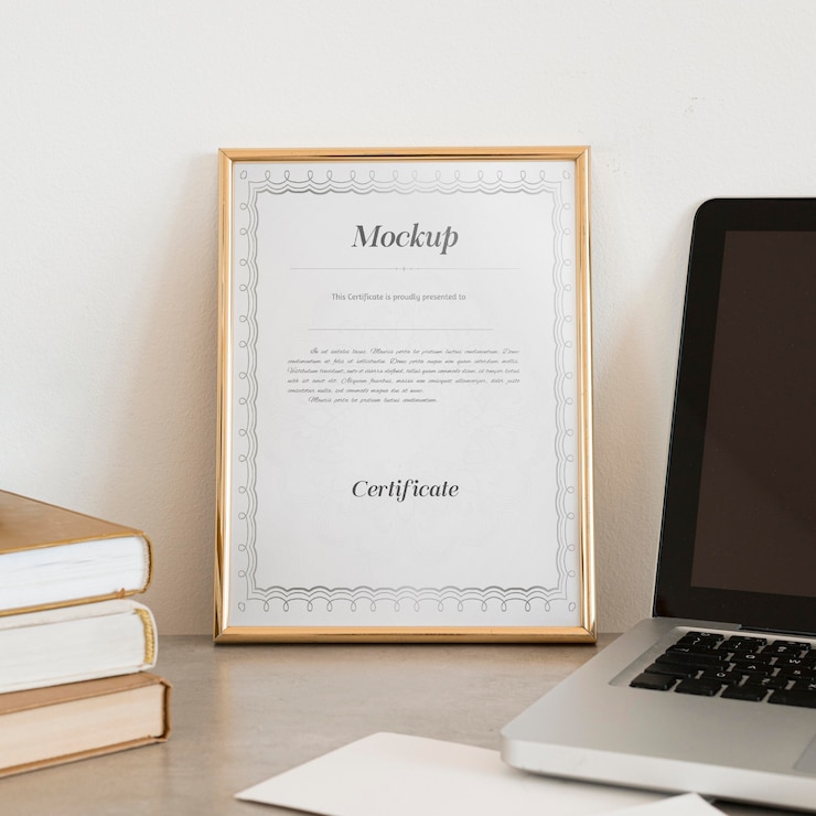 PSD concept de certificat avec maquette de cadre